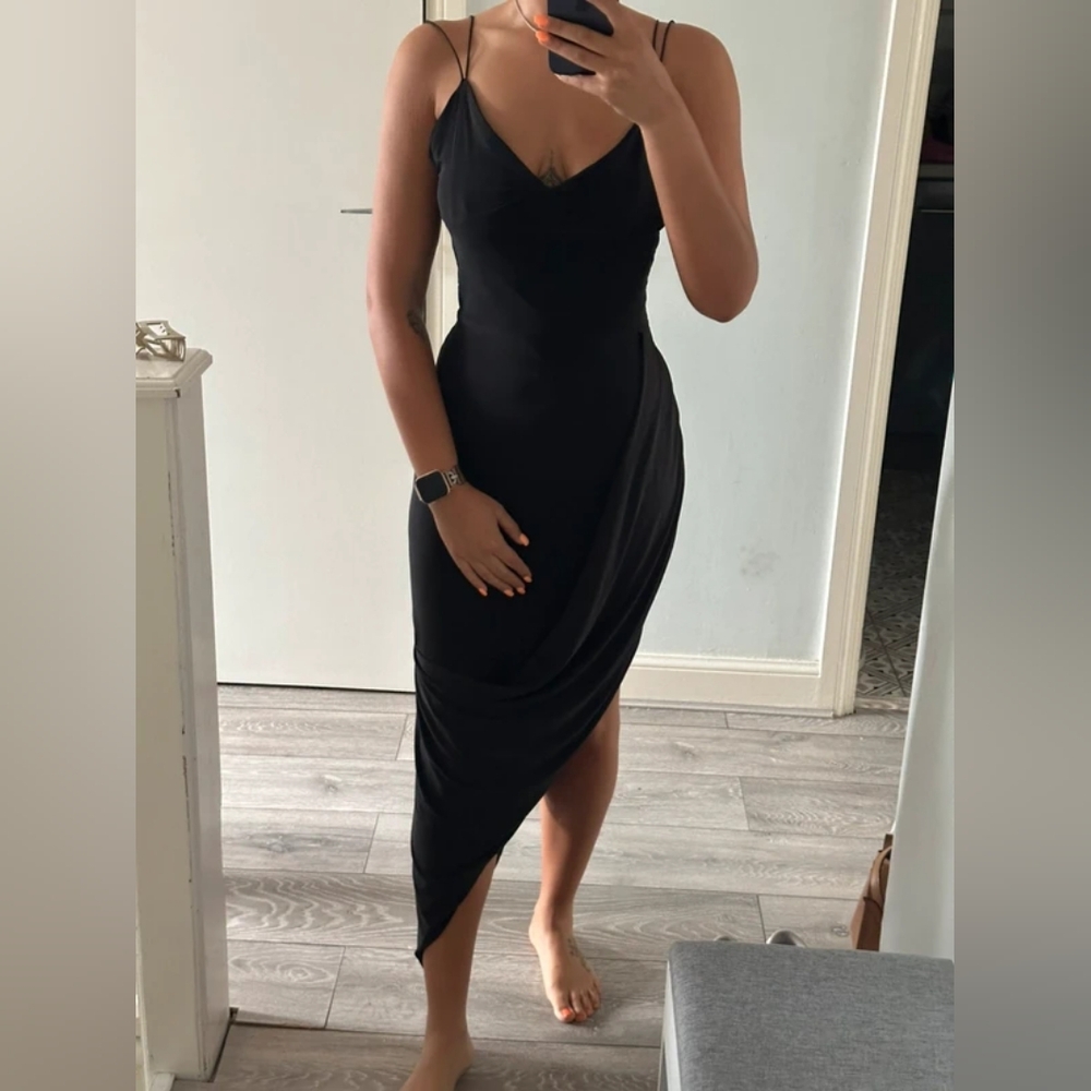 Elegant Black Asymmetrical Dress